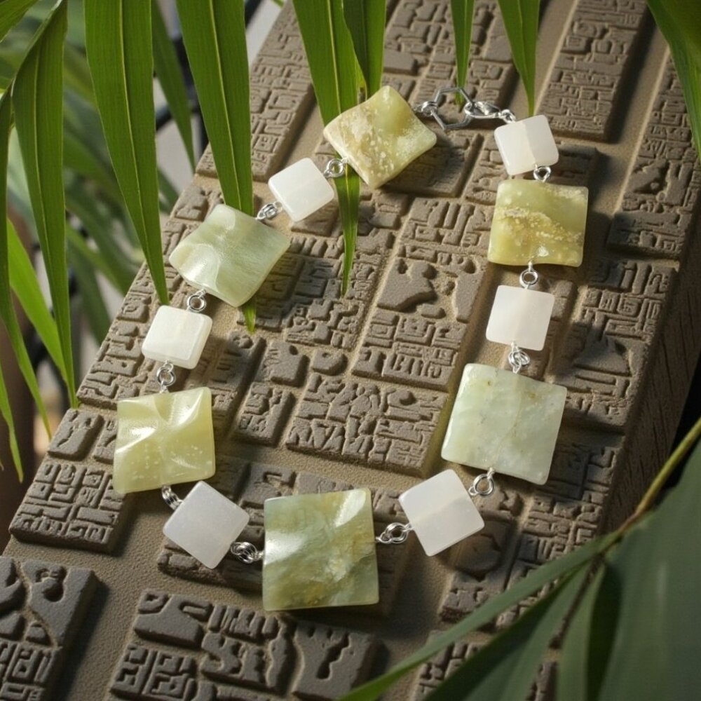 Egyptian Echo Collar Necklace, Natural Marble Stone